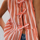 Tied Striped Round Neck Tank