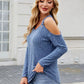 Ribbed Cold Shoulder Long Sleeve Top