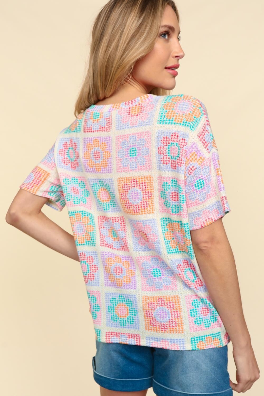 Haptics Flower Print Round Neck Short Sleeve T-Shirt *