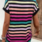 Striped V-Neck Short Sleeve T-Shirt