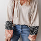 Color Block Tie Neck Long Sleeve Top