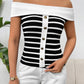 Decorative Button Striped Off-Shoulder Knit Top