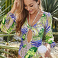 Cutout Printed Balloon Sleeve One-Piece Swimwear