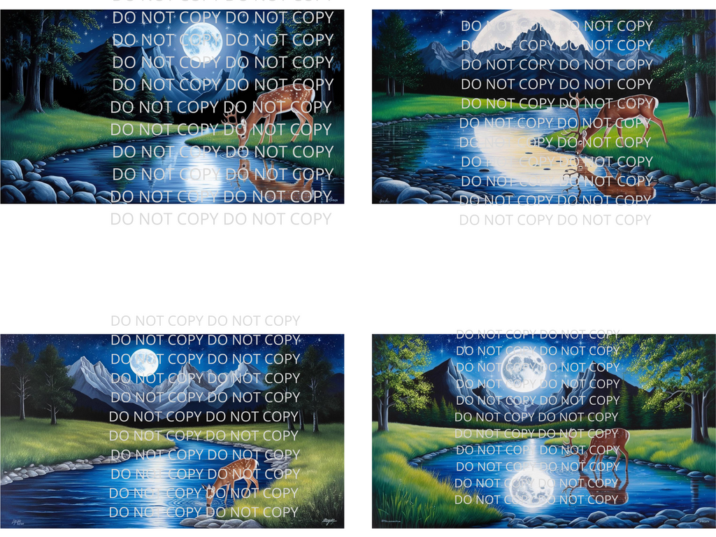 Deer at Night Digital Art in SVG PNG File Formats