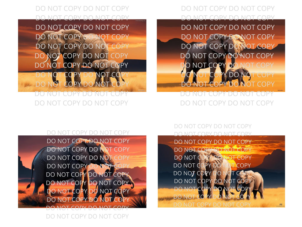 Elephant and Calf Digital Art in PDF SVG PNG File Formats