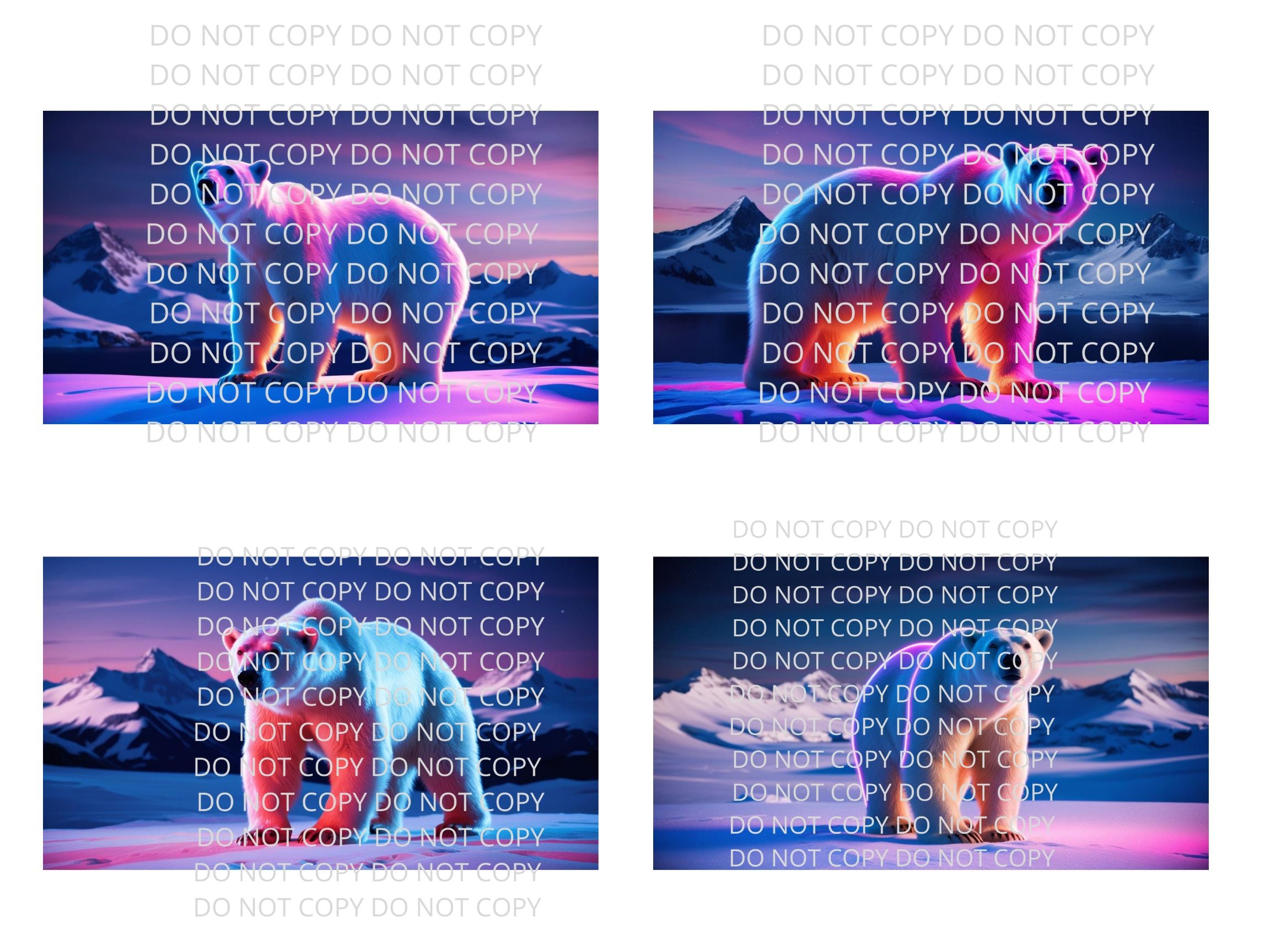 Polar Bear Neon Digital Art in PDF SVG PNG File Formats