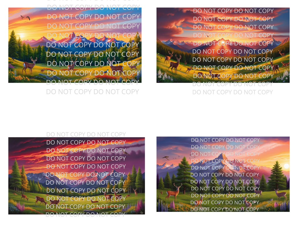 Mountain Sunset With Wildlife Digital Art in SVG PNG File Formats