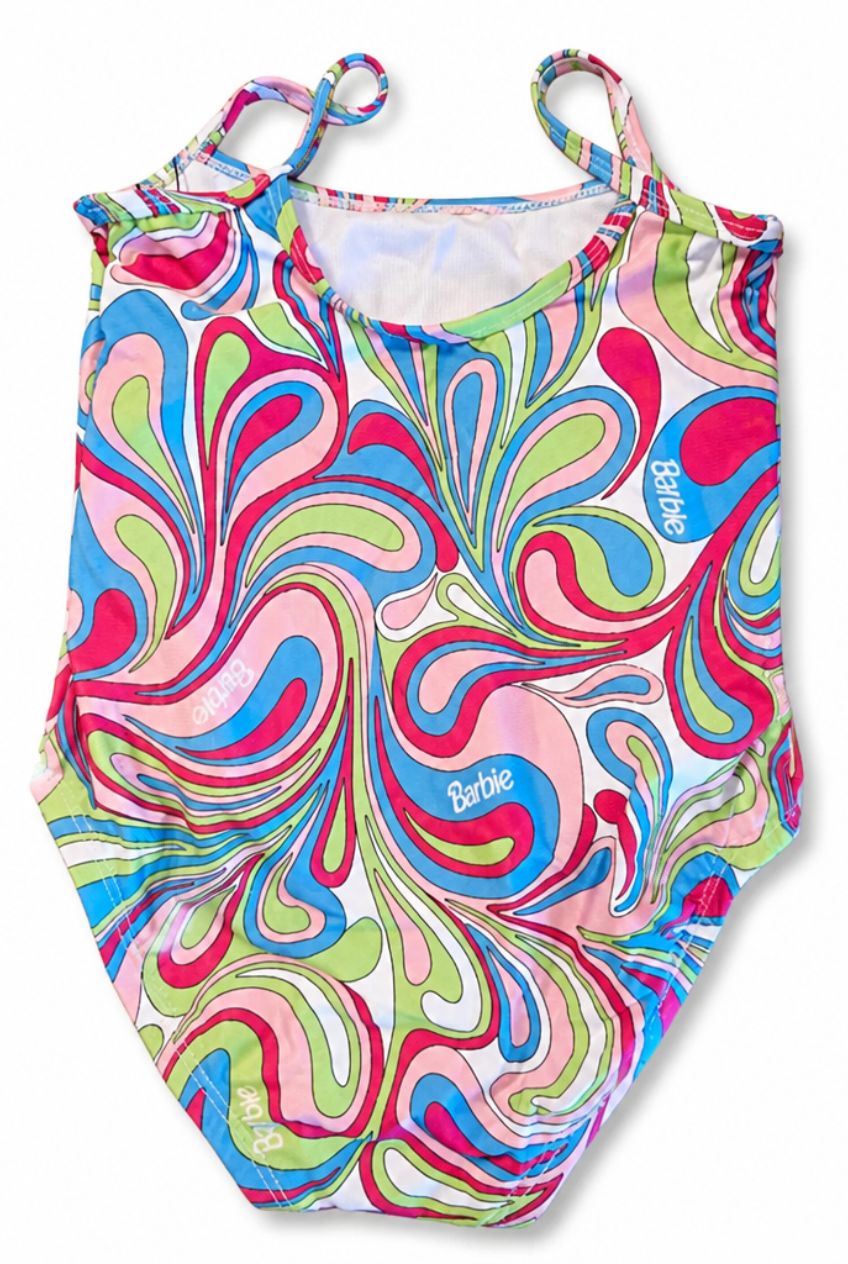 Mini Barbie Fun & Sun One Piece Multicolor Swimsuit - Size 4T