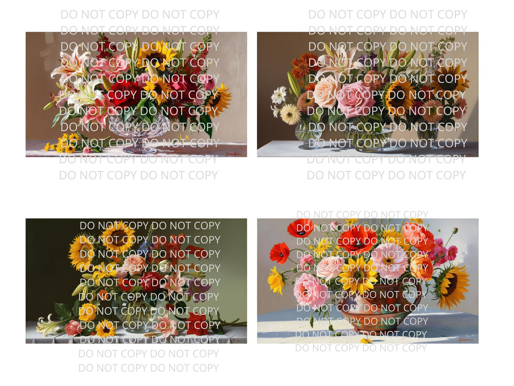 Flowers Still Life Digital Art in PDF SVG PNG File Formats