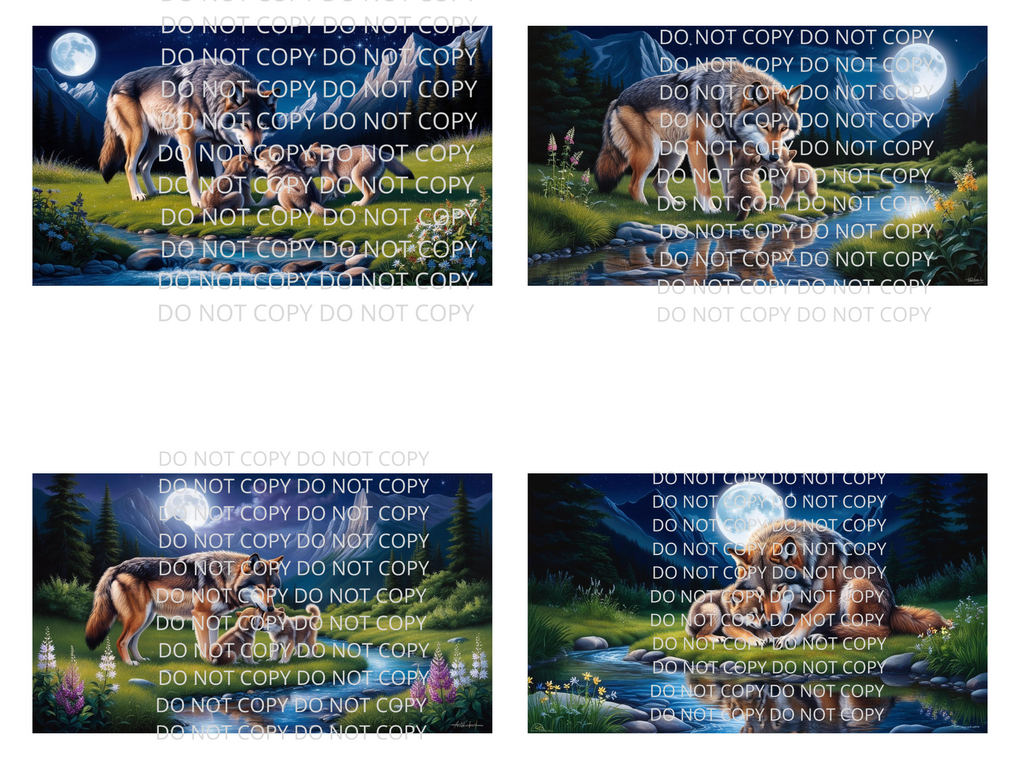 Mother Wolf and Cubs Digital Art in SVG PNG File Formats