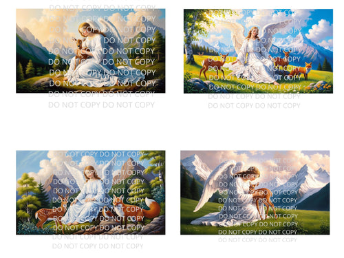 Angel with Wildlife Digital Art in PDF SVG PNG File Formats