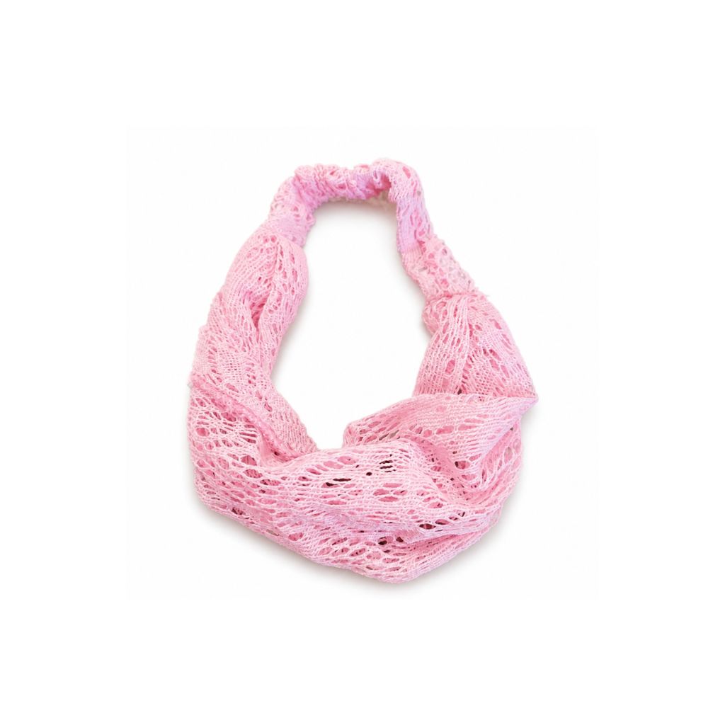 Women's Pink Wide Lace Headband – Bandana Style Hair Wrap