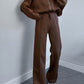Baseball Collar Zip Up Top and Drawstring Paants Set