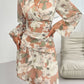 Smocked Printed Long Sleeve Dress