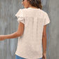 Swiss Dot Notched Flutter Sleeve Blouse