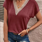 Full Size Lace Detail V-Neck Short Sleeve T-Shirt
