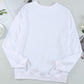 Full Size Leopard Round Neck White Long Sleeve Sweatshirt