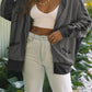 Waffle-Knit Pocketed Zip Up Hooded Jacket
