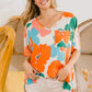 BiBi Floral V Neck Slit Side T-Shirt - Brand BiBi