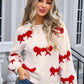 Bow Round Neck Dropped Shoulder Sweater