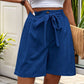 Tied High Waist Shorts with Pockets