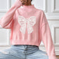 Bow Turtleneck Long Sleeve Sweater