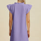 Double Take Full Size Ruffled V-Neck Cap Sleeve Dress
