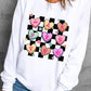 Valentine's Day White Checkered Heart Long Sleeve Sweatshirt