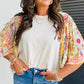 Printed Round Neck Flutter Sleeve Blouse