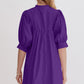 Oh Frill Notched Puff Sleeve Babydoll Mini Dress
