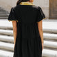 Sequin Half Button Short Sleeve Dress