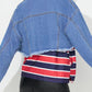 Raw Hem Collared Neck Cropped Denim Top