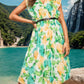 FULL SIZE Ruffled Printed Surplice Cap Sleeve Dress