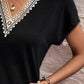 Full Size Lace Detail V-Neck Short Sleeve T-Shirt