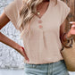 Full Size Decorative Button V-Neck Short Sleeve Blouse