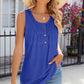 Eyelet Buttoned Round Neck Tank