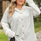Plus Size Button Up Drawstring Long Sleeve Hoodie