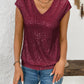 Sequin V-Neck Cap Sleeve Top