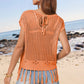 Openwork Cap Sleeve Knit Cover Up with Tassel