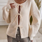 Devine Tied Round Neck Dropped Shoulder Cardigan