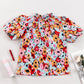 Printed Mock Neck Short Sleeve Blouse