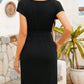 Round Neck Short Sleeve Tie Waist Mini Tee Dress