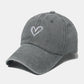 Embroidered Heart Washed Cotton Baseball Cap