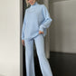 Turtleneck Long Sleeve Top and Drawstring Pants Sweater Set