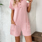Button Detail Collared Neck Short Sleeve Romper