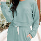 Ribbed Round Neck Long Sleeve Top and Shorts Set