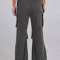 Elastic Waist Wide Leg Pants with Pockets