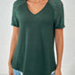 Full Size Lace Detail V-Neck Short Sleeve T-Shirt