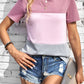 Color Block Round Neck Short Sleeve T-Shirt