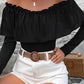 Ruffled Off-Shoulder Long Sleeve Blouse
